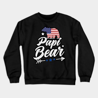 Papi Bear Patriotic Flag Matching 4th Of July Crewneck Sweatshirt